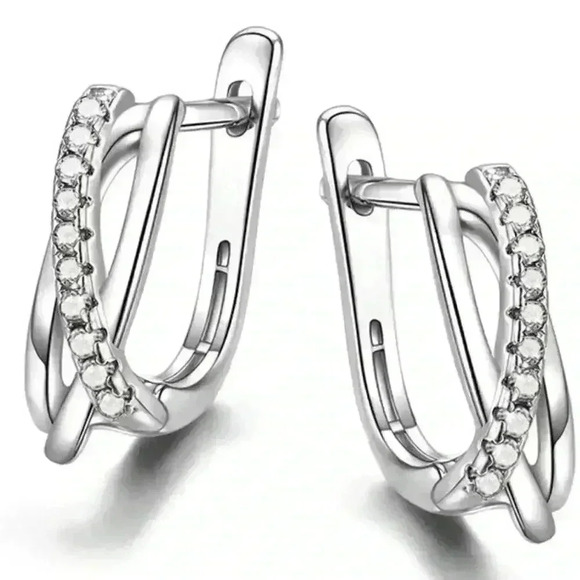 Dainty White Tiny Round CZ Twisted Irregular Stud Earrings, GPMB1432 - Picture 1 of 1